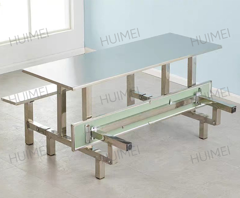 طاولة طعام من الفولاذ المقاوم للصدأ Huimei مع مقاعد (فضي) HMZX-010